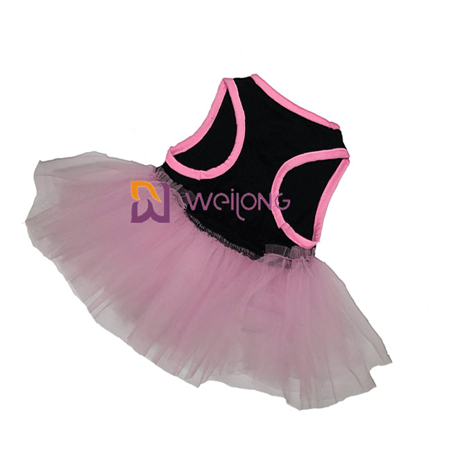 Tulle Ruffles Small Dog Dresses Sleeveless And Loose Round Collar pink dog dress