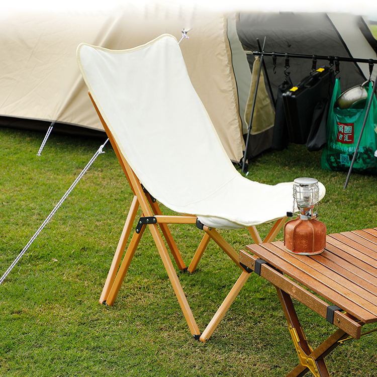 Ultralight Beech Wood Frame Chair Portable Folding Butterfly Camping Chair for Adults