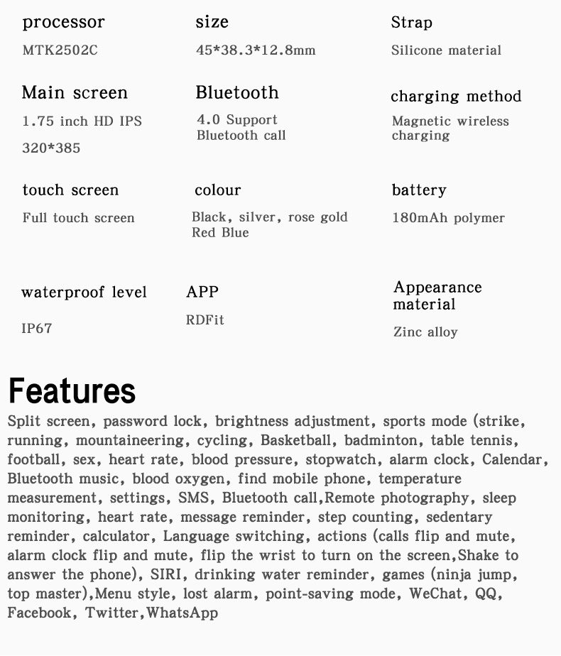 HL22PRO Smart Watch Zinc Alloy 3.7V 220mAh Customized Temperature Measurement