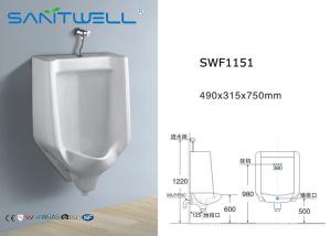 China Water tank Wall Hung Ceramic Urinal With Flushing System 490*315*750 mm wholesale