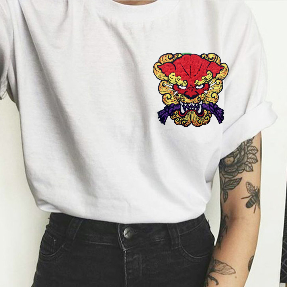 Lion Dog 3D 10cm Custom Embroider Patch Die Cut Border For Jackets