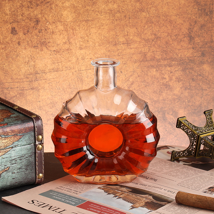 Customized Hot Stamping 200ml 375ml 500ml 750ml Round Glass Liquor Bottle