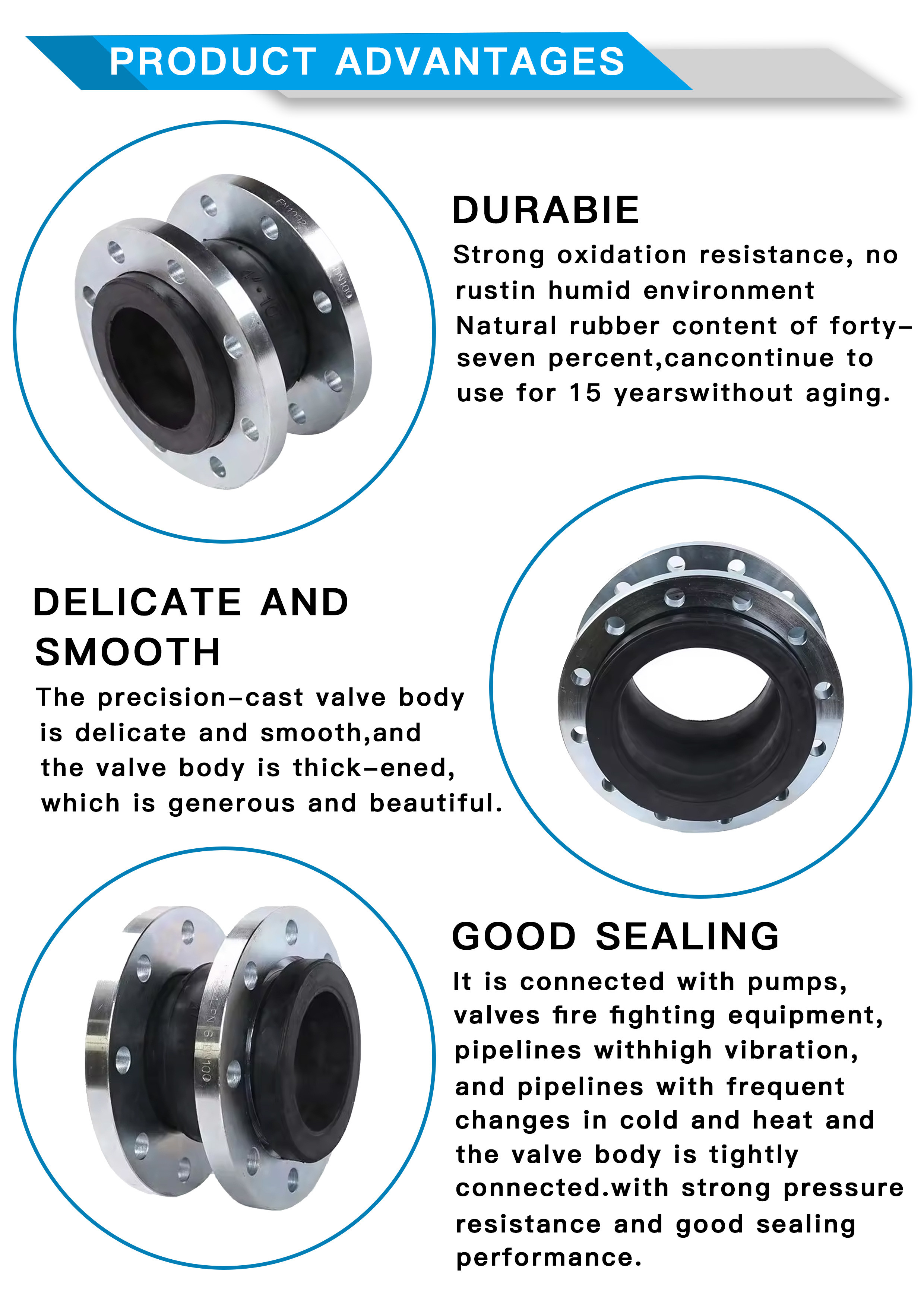 Stainless Steel Flange Single Ball Rubber Joint Flexible Bellow Anti Vibration