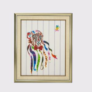 China Chinese Zodiac Framed Art Twelve Animals Monkey Home Decor Ribbon Painting Decorative Wall Hangings Ready to Hang wholesale
