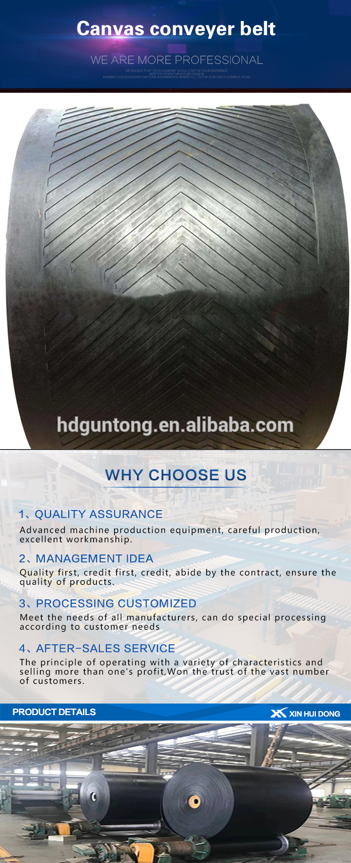 Black Industrial Rubber Conveyor Belt Flat Pattern Surface Wear Resistant