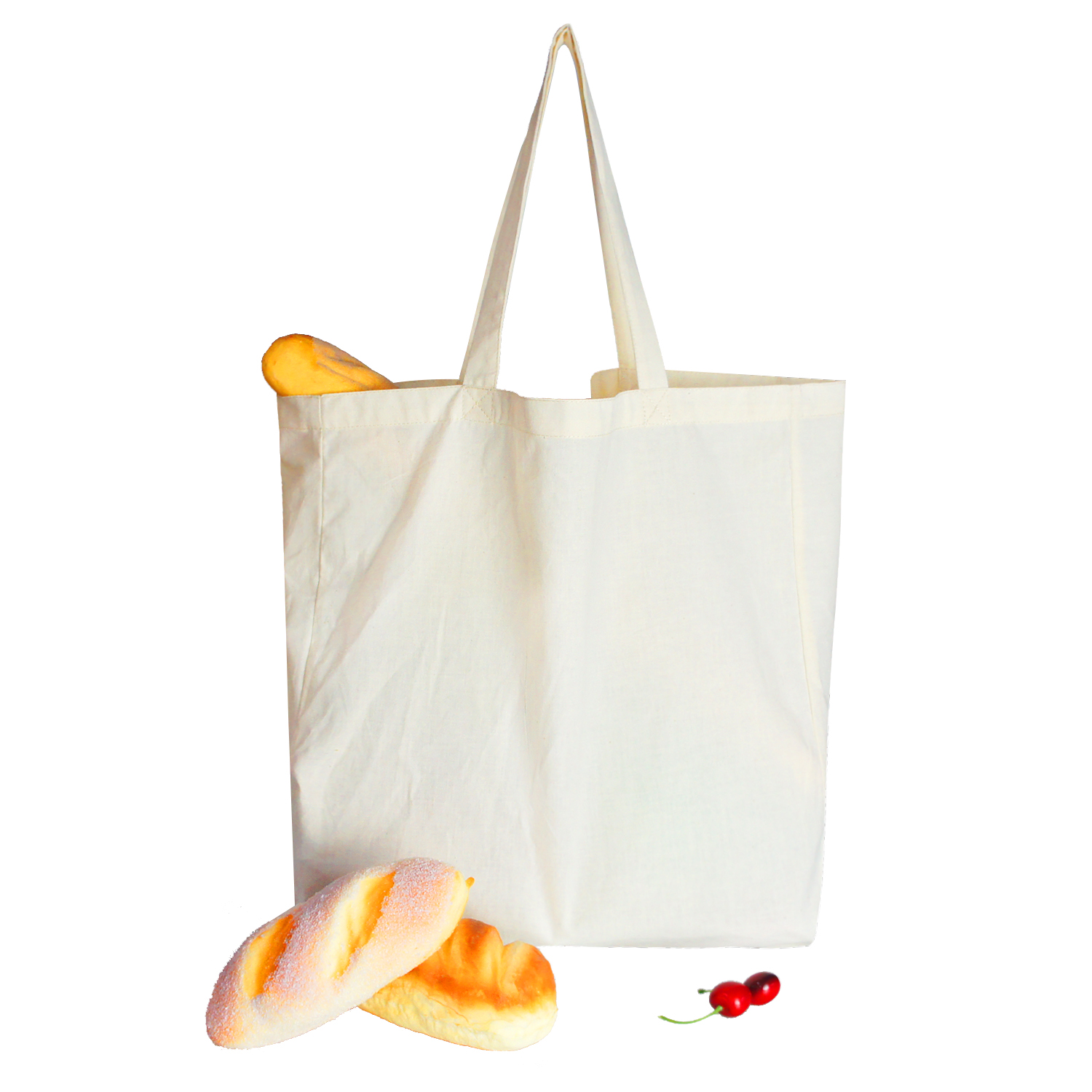 Single Personalized Reusable Shopping Totes , White Shoulder Bag Attached Pouch Foldable
