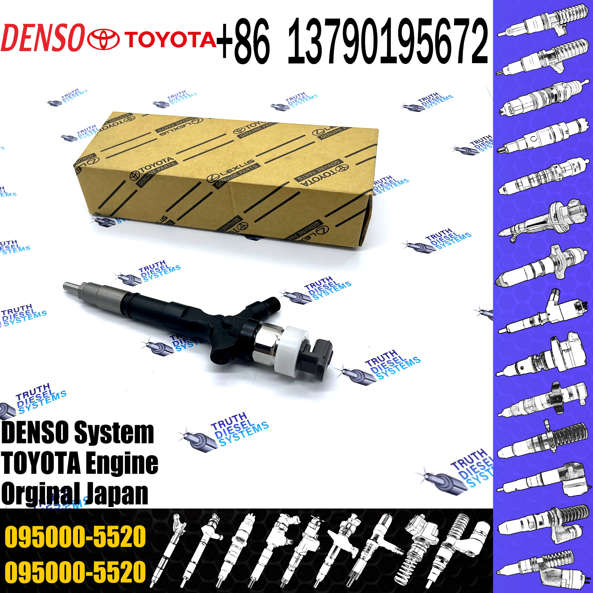 Diesel Injector 23670-09360 23670-0L070 Common Rail Injetor 095000-8740 095000-8530 for TOYOTA Hilux 2KD