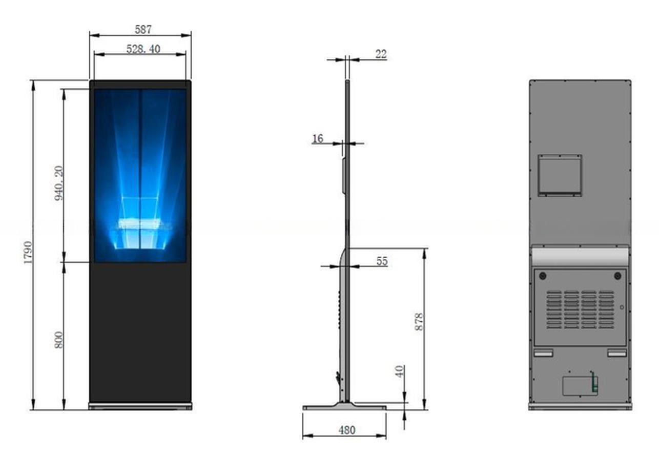 43 inch floor standing vertical LCD TV for digital video totem pop display