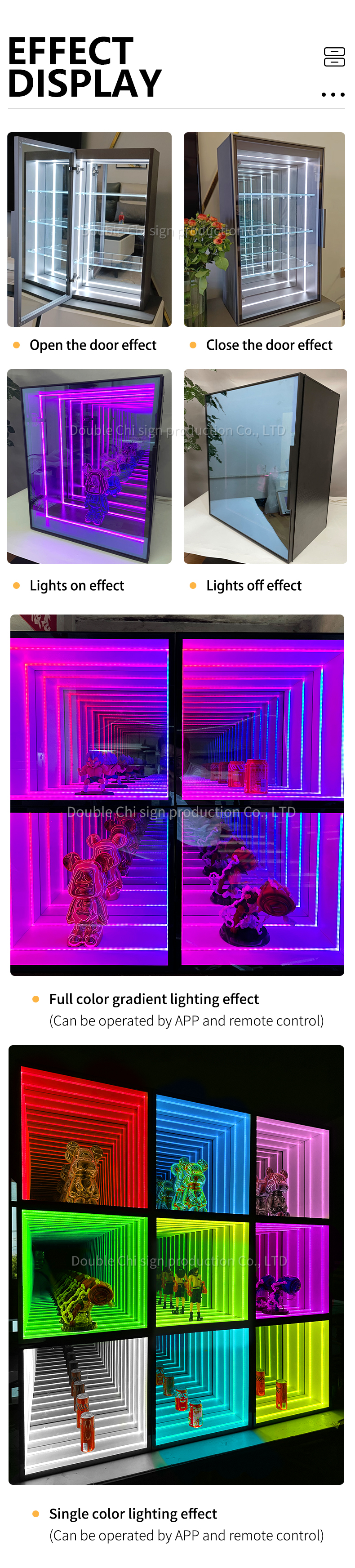 Customized High Brightness LED Light Display Case for Magic Mirror Glass Cake Hat Watch