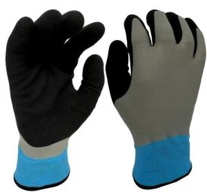 China Polyester Sandy Nitrile Coated Gloves Black Nitrile Grip Work Gloves wholesale