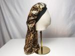 Hot Stamping Satin Hair Bonnet , 50cm Elastic Sleep Cap For Long Hair