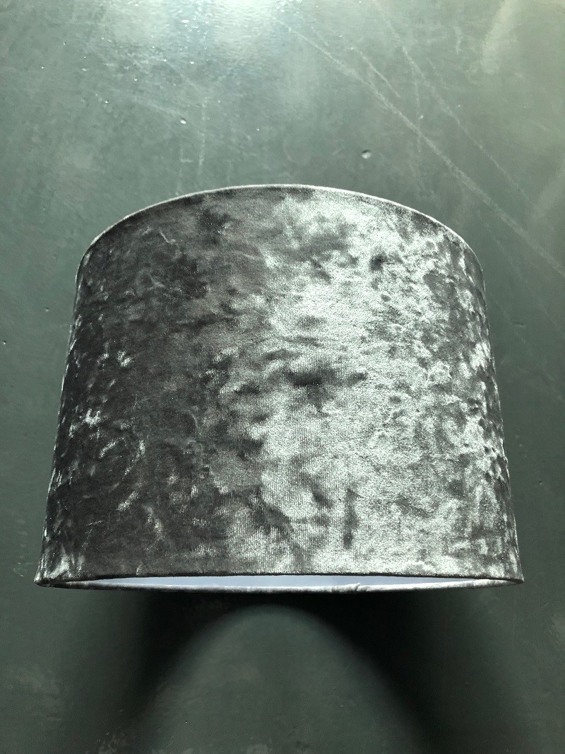 White Inner Hardback Lamp Shade Silver Crushed Velvet Lampshade