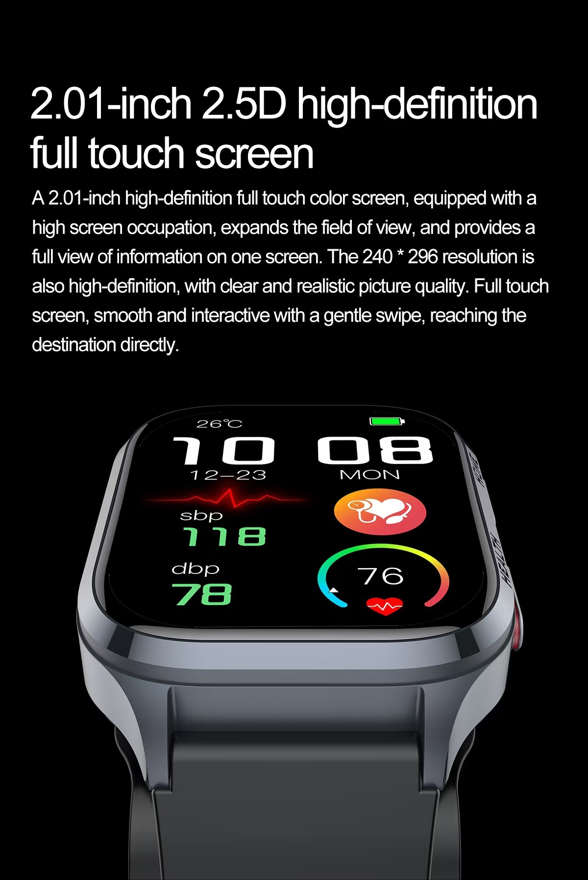 S18 Air Pump Blood Pressure Health Smart Watch With Blood Oxygen Uric Acid Monitor