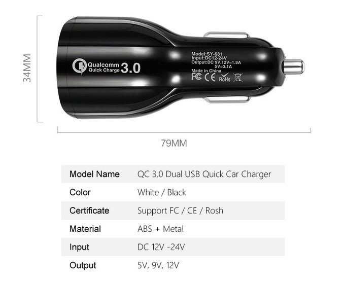 10W Dule USB Port 5V 2A Car Charger Adapter For Iphone