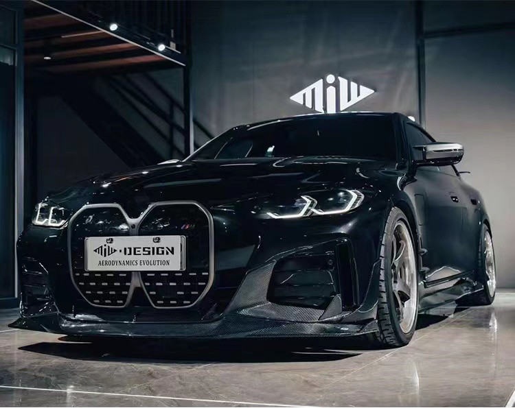 For BMW I4 Carbon Fiber Body Kit I4 Carbon Fiber Front Lip Diffuser Spoiler Side Skirt Hood I4 Body Kit