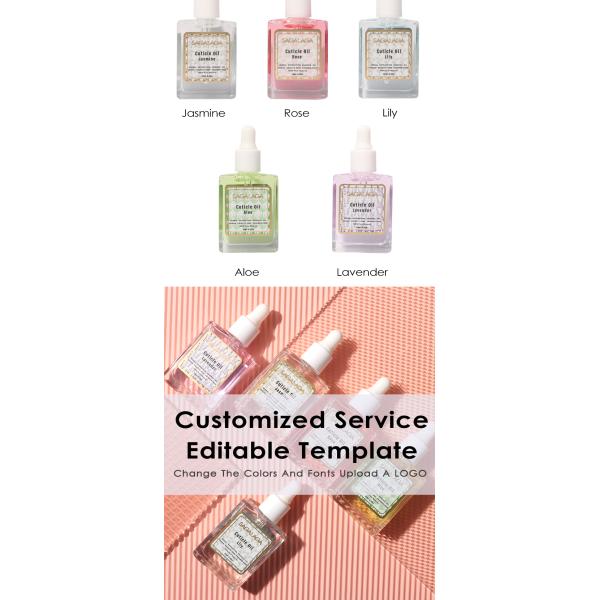 Organic 100% Jojoba Oil and Vitamin E Vitamin B Cuticle Oil in White Cap Transparent Dropper Bottle 13 Flavors to Choose