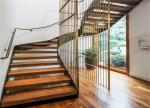 Wood Treada Arc Building Curved Stairs Carbon Steel Stringer Painting Finish