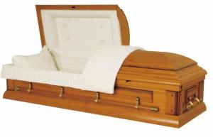 China Matt Painting Handmade Wooden Coffins , Cremation Caskets With Velvet Interior wholesale