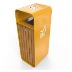 ISO9001 Certificate Street Square 50L Outdoor Wooden Trash Can