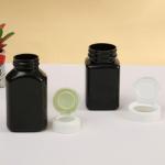 120cc 150cc 200cc 250cc Vitamin Pill Bottle Black Square Shape PET Bottle
