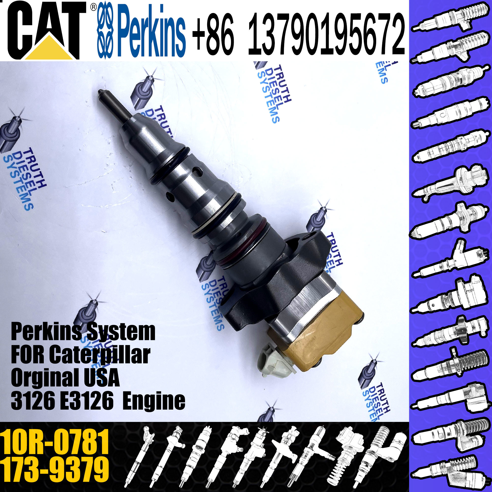 Remanufactured Diesel Fuel Common Rail Injector 173-9379 173-9267 FOR ENGINE 3126 222-5966 Diesel Injector 10r-0781