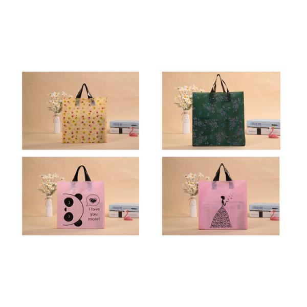 Customized print soft loop handle plastic shopping bag with handles