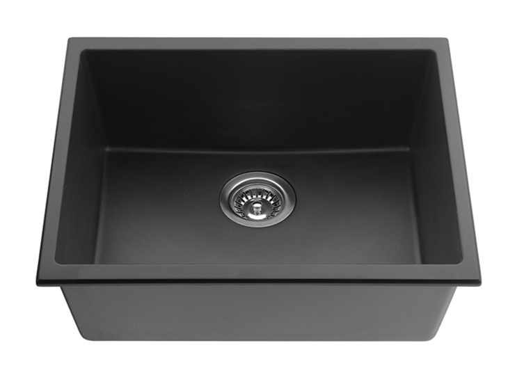 black single bowl granite kitchen sink