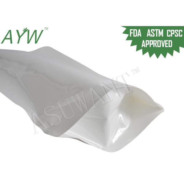 Glossy Milk White Resealable Foil Bags Mylar Packing Weed With Reusable Zipper