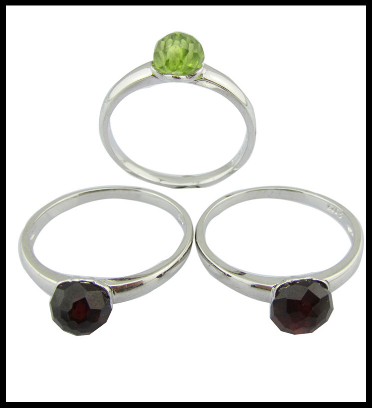 Elegant Tourmaline Silver Gemstone Rings With Rhodium Plating