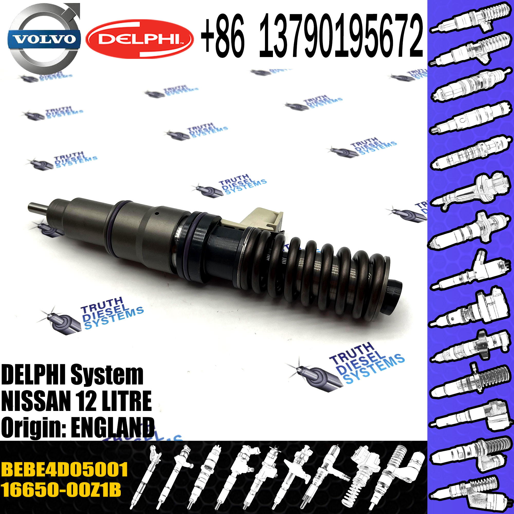 Direct Sale Diesel Fuel Injector 16650-00Z1B BEBE4D05001 For NISSAN 12 LITRE