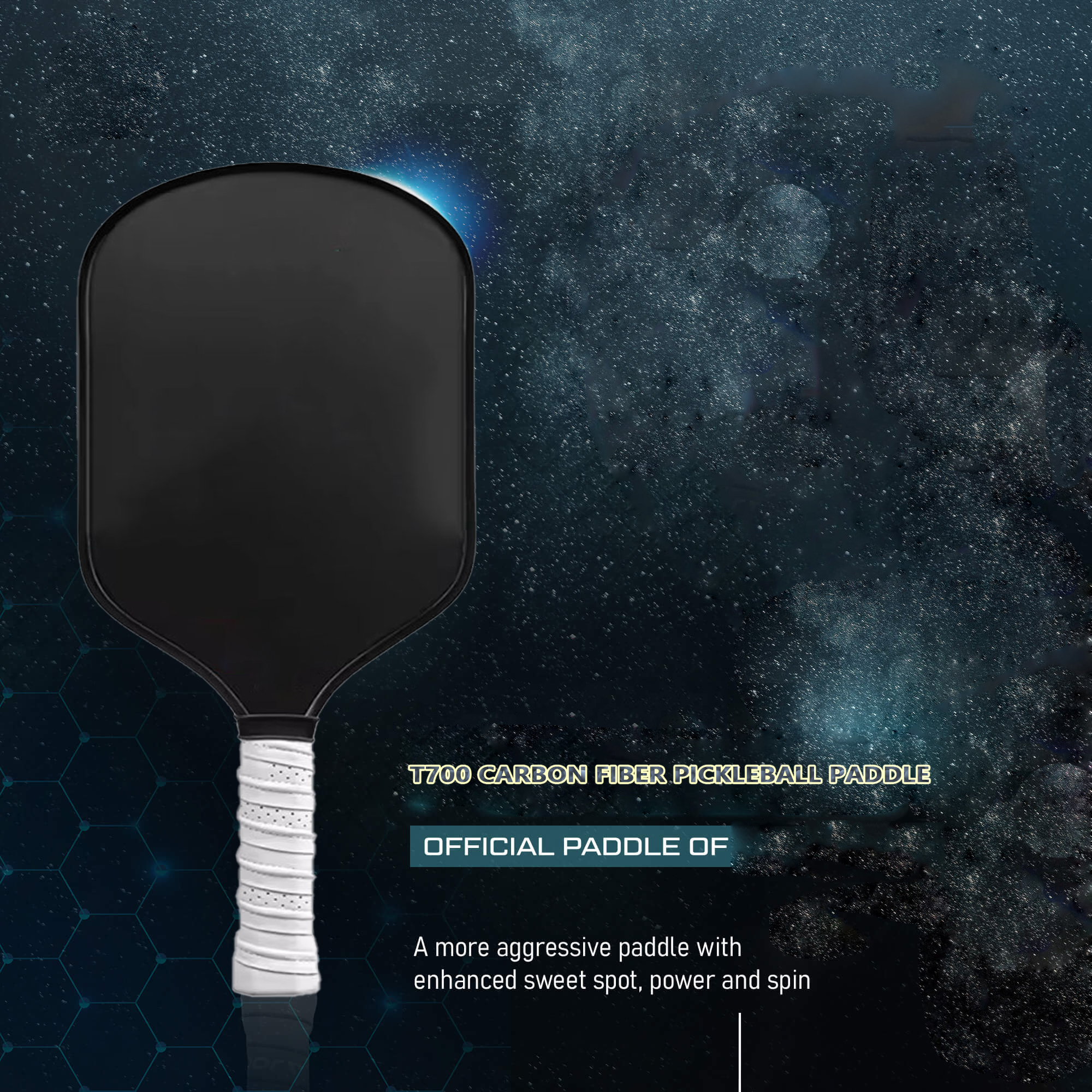 T700 Raw Carbon Fiber Pickleball Paddle 16mm With PP Honeycomb Core