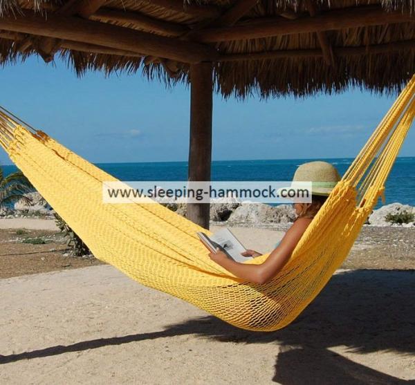 Portable Soft Woven Patio Yellow Jumbo Mayan Hammock For 2 Person Weather