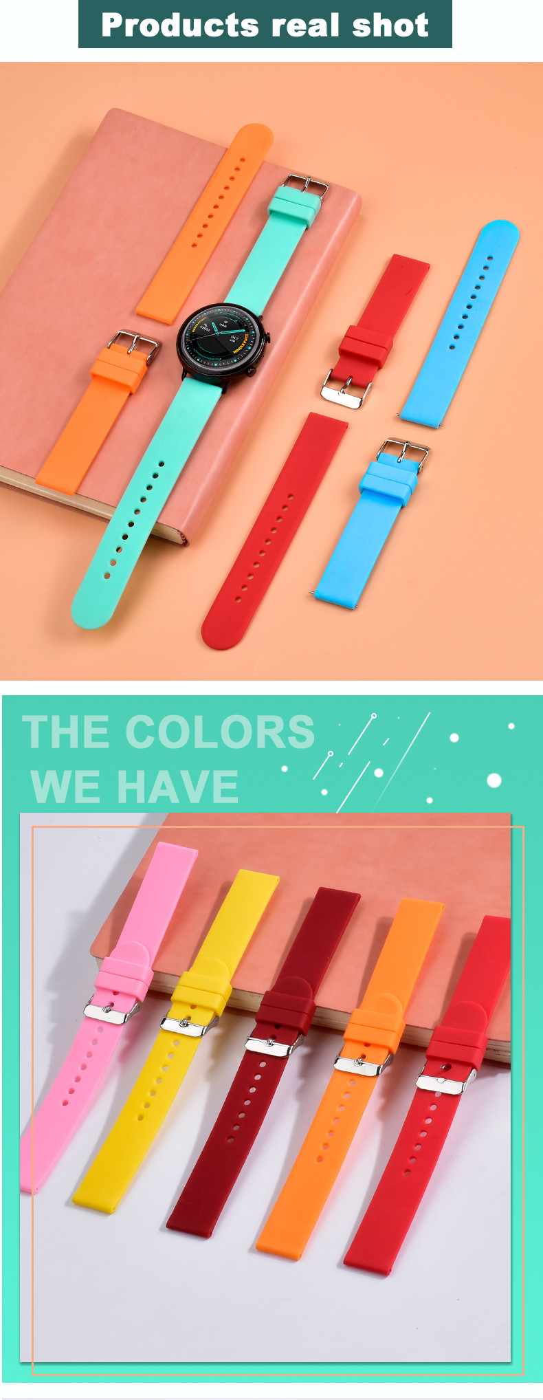 20mm TPU Watch Band , SHX Rubber Wrist Watch Straps Red Color