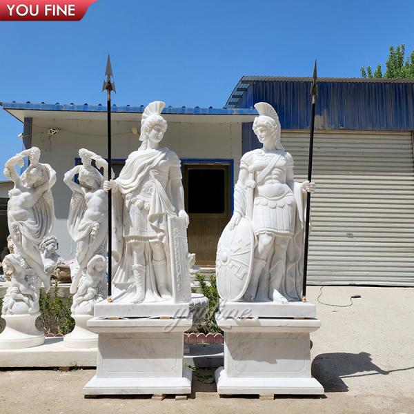 Life Size Outdoor Garden Figure People Marble Roman Soldier Sculpture