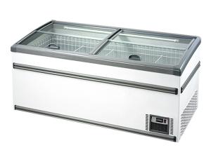 China High Efficiency Static Cooling Supermarket Island Freezer For Meat Seafood wholesale