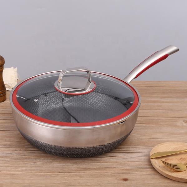 Factory Price 30 Cm Cookware 18/10 Stainless Steel Frypan Non Stick Honeycomb