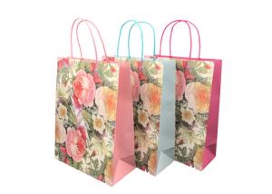 China Exquisite Sustainable Promotional Paper Gift Bags Flower Pattern Design wholesale