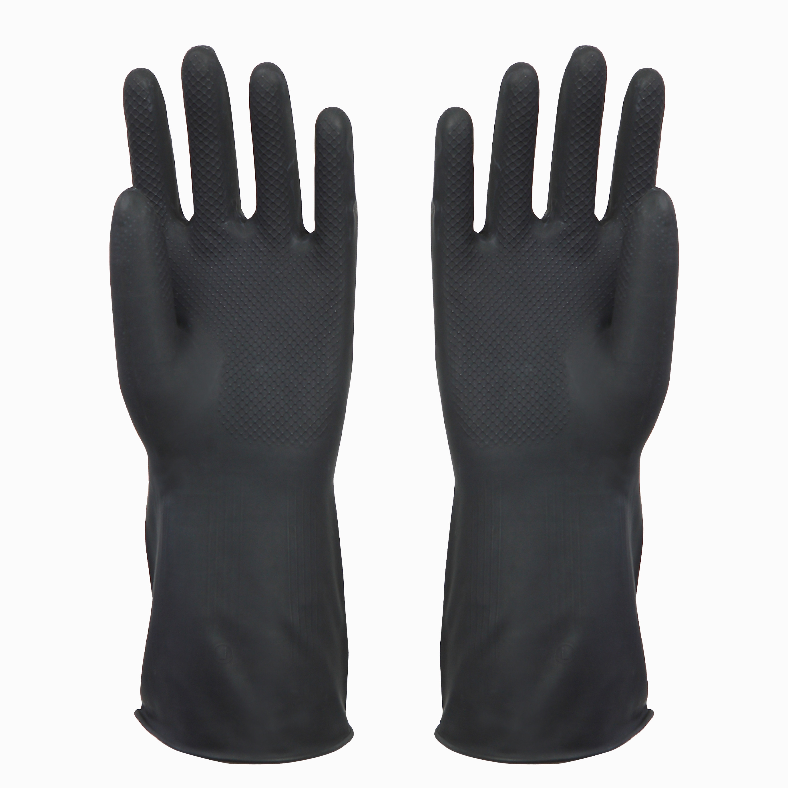 Black Safety Industrial Rubber Gloves Reusable For Additional Protection