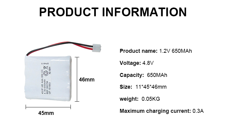NiMh Aaa Emergency Light Batteries Pack 4.8v 650mah Battery