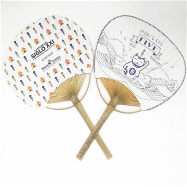 Round Paper Foldable Hand Fans Customized Paddle Hand Fans 15Inch