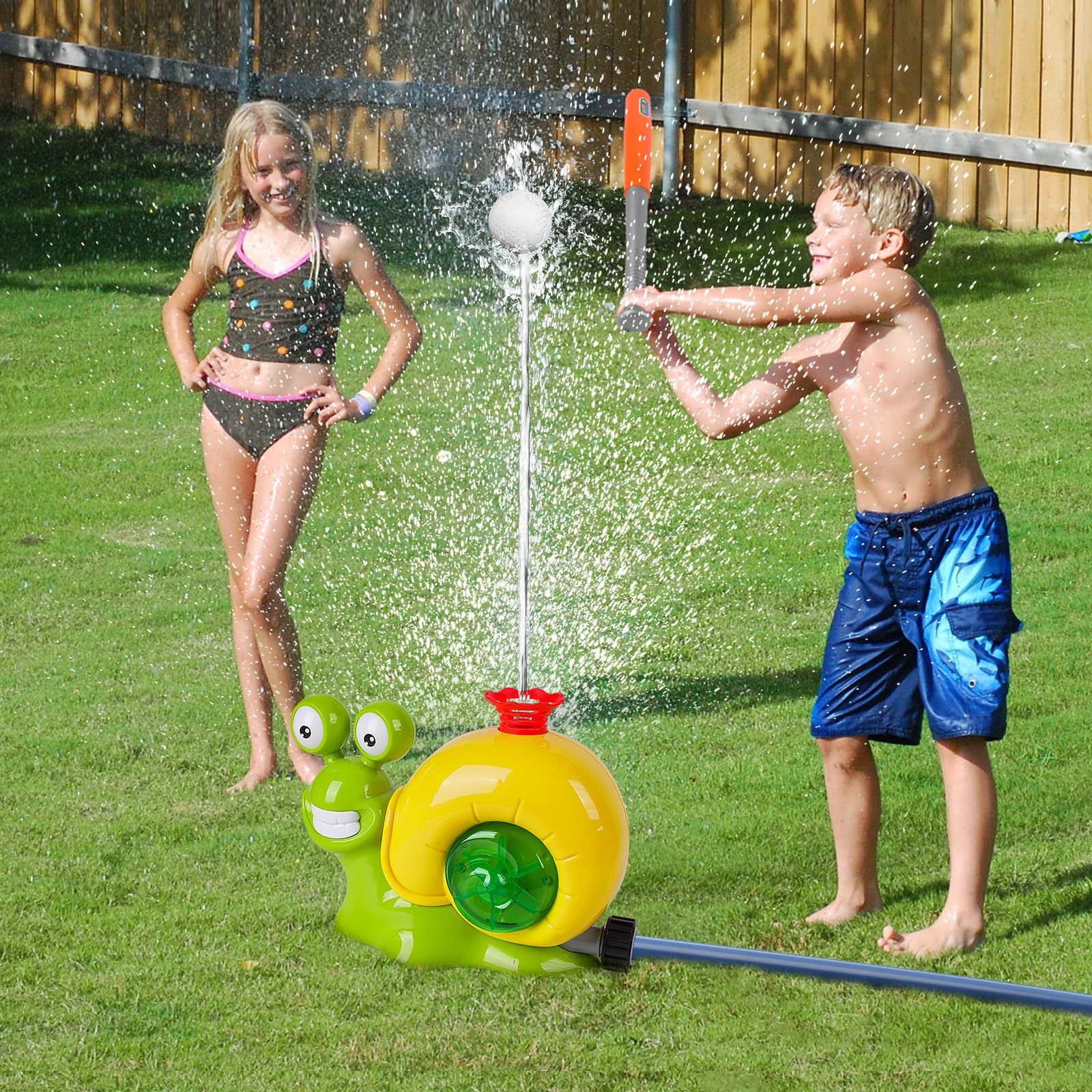 Parent-Child Interactive Toy Plastic Summer Outdoor Snail with Baseball Rotating Sprinkler