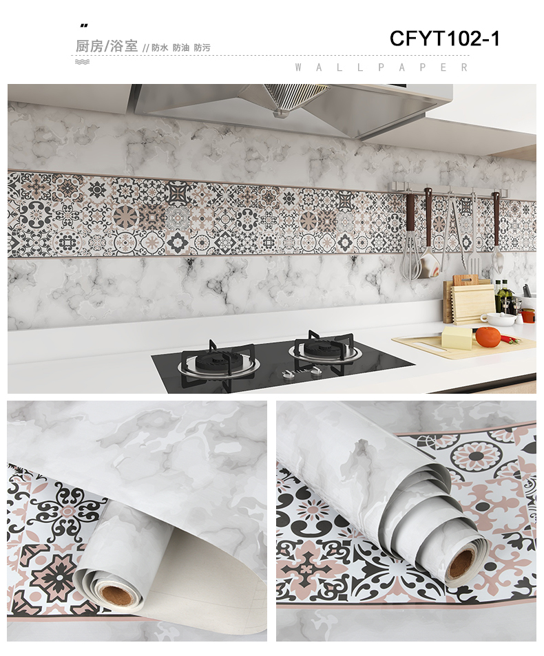 Marble Pattern 3D Wallpaper for Kitchen Wall Decor Wallpapers Roll
