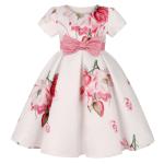 Summer Children's Clothing Children'S Retro Print Bow Puffy Dress