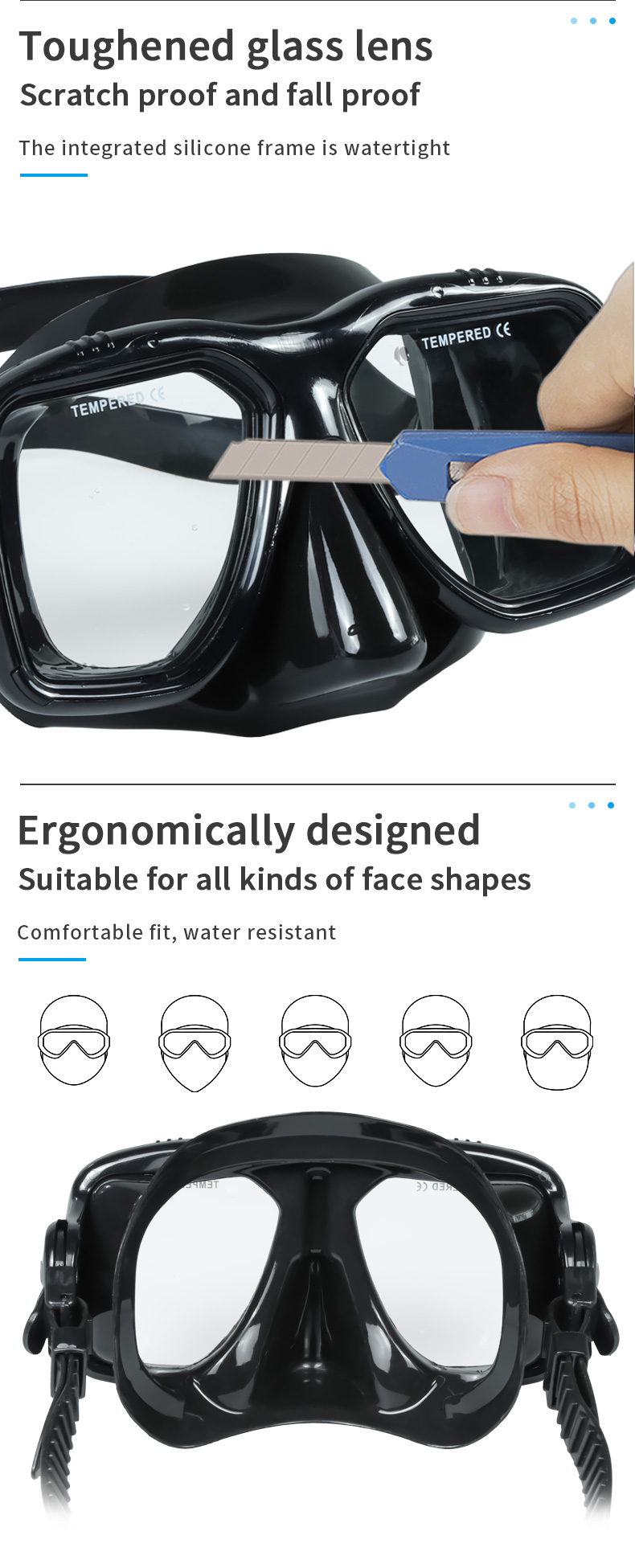 Adult PVC Swimming Snorkel Mask For Glasses Wearers Scuba Diving