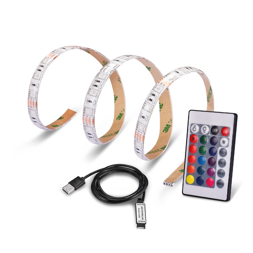 USB TV Backlight DC 5V Flexible Ribbon Tape Holiday Decorative Luces Lamps Night 3key Controller RGB Tiras LED Strip Lig