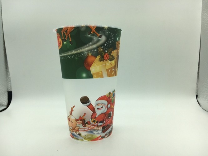In Mould Label Printing Promotional Plastic Cup Dia 30* Height 220 mm