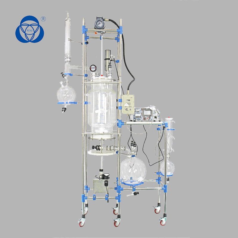 Plant Extraction Borosilicate Glass Reactor , Double Jacketed Glass Reactor High Safety