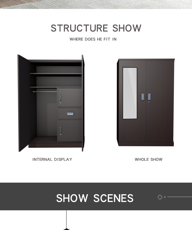 Aluminum Alloy Commercial 0.6mm 2 Door Closet Cabinet