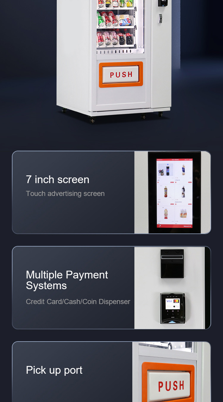 Custom Automatic Distributor Automatique Combo Beverage Cans Bottles Drinks And Snacks Vending Machine