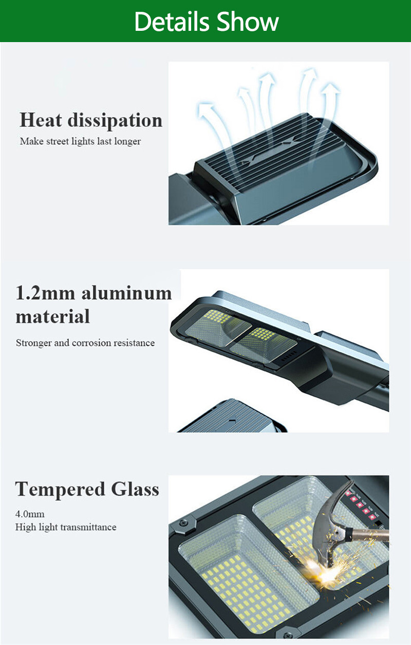 100W Outdoor Solar Street Lamp Type C Waterproof Powered LED Light